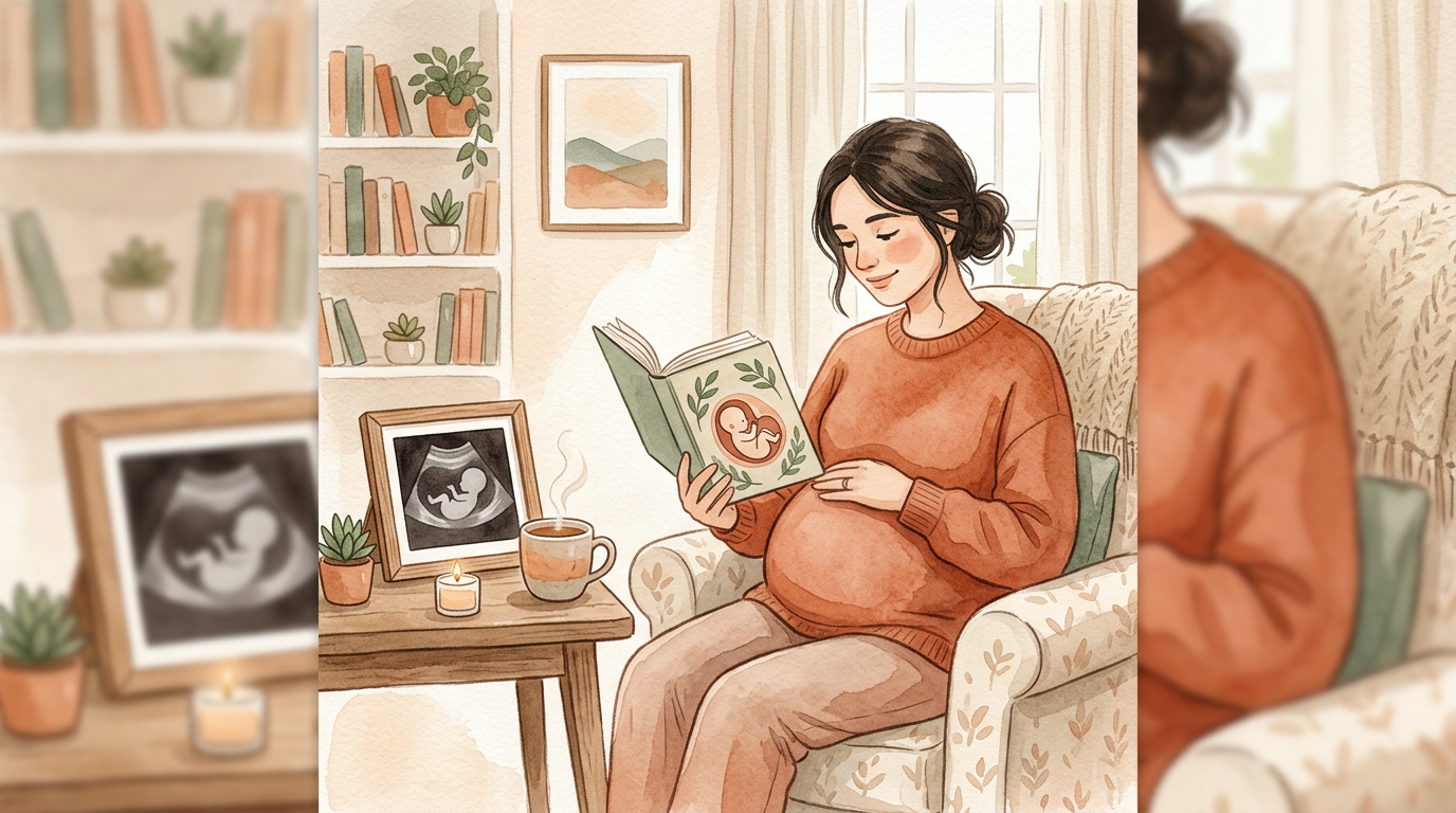 Illustration: connecting with baby’s development and self-care.