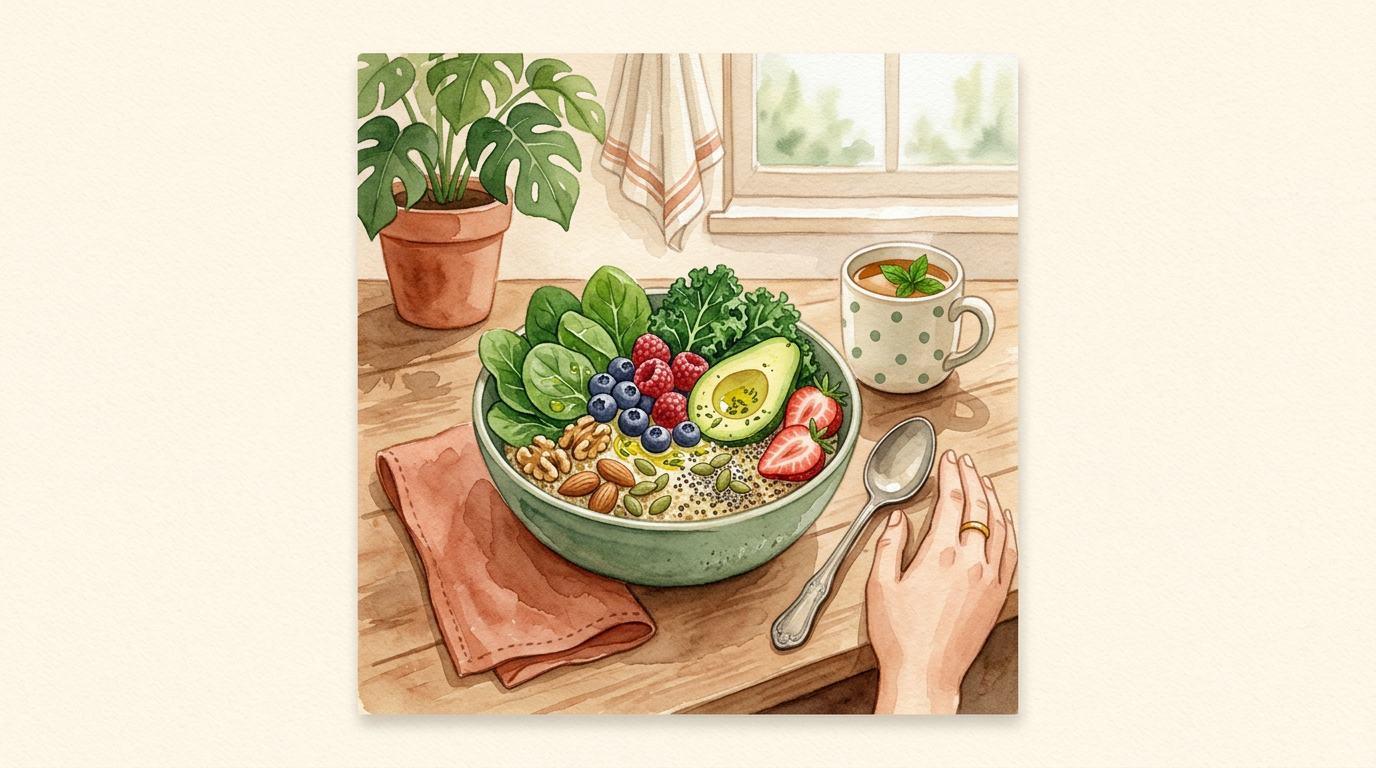 Illustration: nourishment and care during pregnancy.